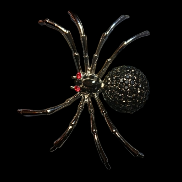 Bling Spider Pin Rhinestone Brooch - Picture 10 of 12